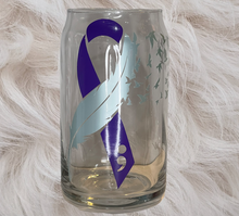 Load image into Gallery viewer, 16oz Suicide Awareness Mental Health Awareness Ribbon Beer Glass Can