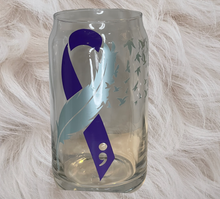 Load image into Gallery viewer, 16oz Suicide Awareness Mental Health Awareness Ribbon Beer Glass Can