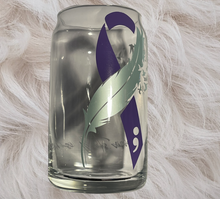 Load image into Gallery viewer, 16oz Suicide Awareness Mental Health Awareness Ribbon Beer Glass Can