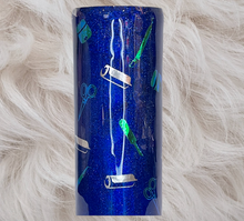 Load image into Gallery viewer, 20oz Crafter "I Can Make That" Blue Glitter Tumbler