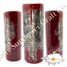 Load image into Gallery viewer, 20oz Bloody Skeleton Holding Flowers Skinny Tumbler