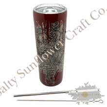 Load image into Gallery viewer, 20oz Bloody Skeleton Holding Flowers Skinny Tumbler
