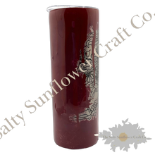Load image into Gallery viewer, 20oz Bloody Skeleton Holding Flowers Skinny Tumbler