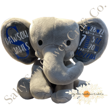 Load image into Gallery viewer, Birth Announcement Plush Keepsake Elephant (Customizable)