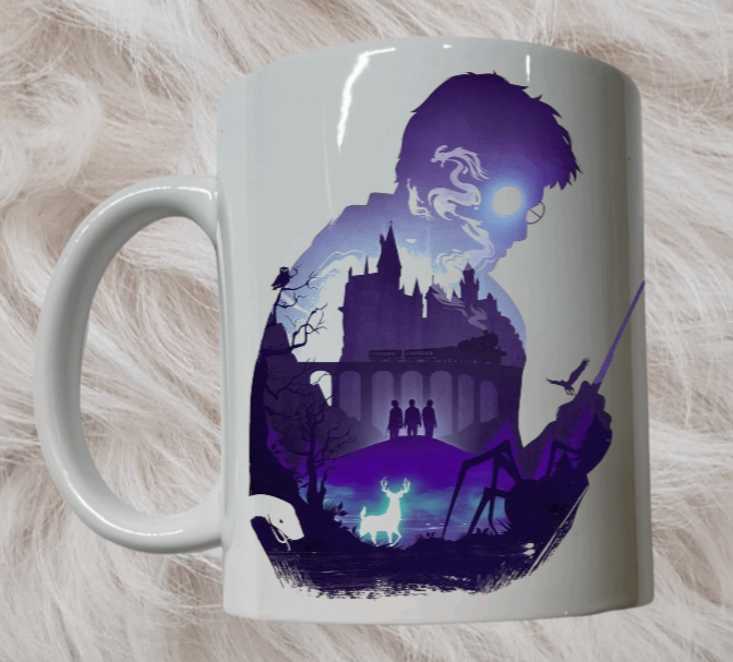Harry Potter Watercolor Hogwarts Silhouette Mug
