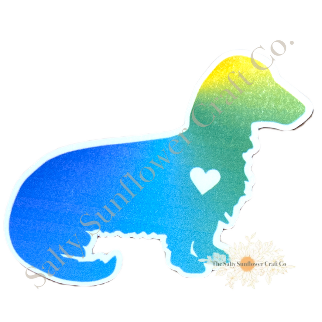 Dachshund Weiner Dog Rainbow Heart Sticker