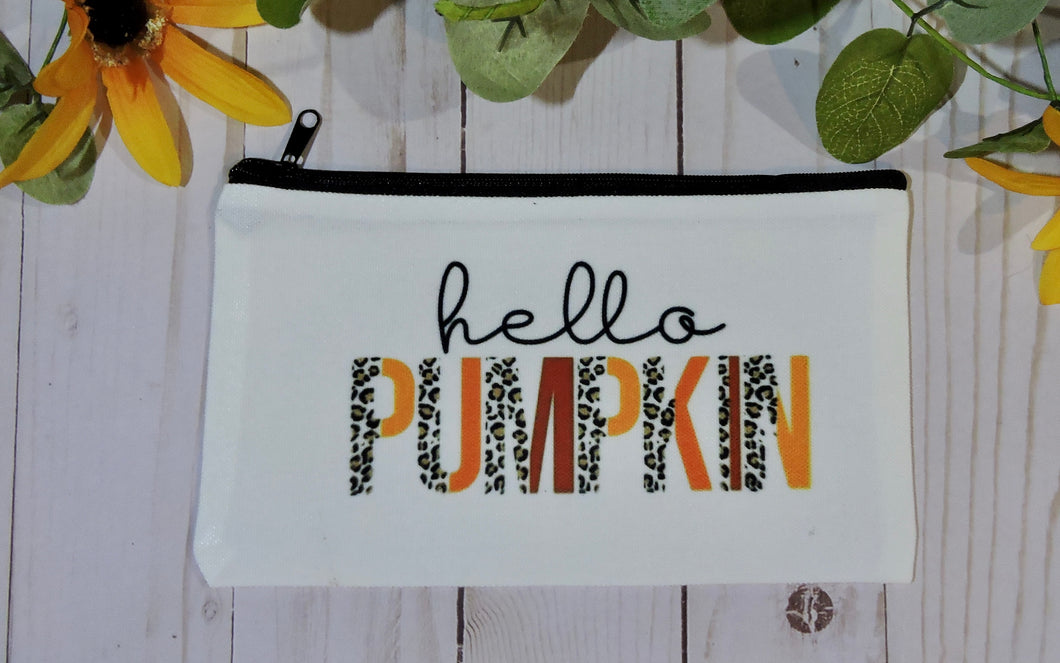 Hello Pumpkin Fall Pencil Makeup Bag