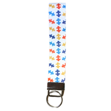 Load image into Gallery viewer, Autism Puzzle Piece Glitter Design Fob Key Wristlet
